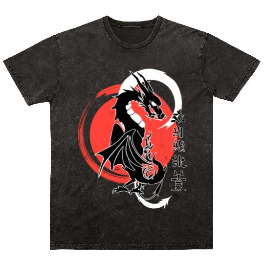 Black dragon, red moon Mineral Wash T Shirts