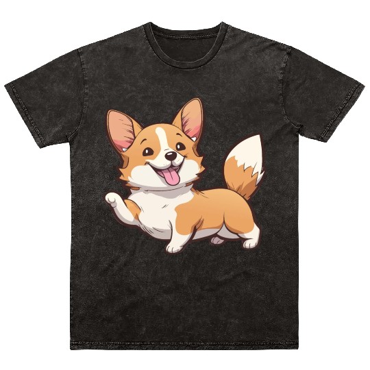 Happy Kawaii Corgi dog Mineral Wash T Shirts
