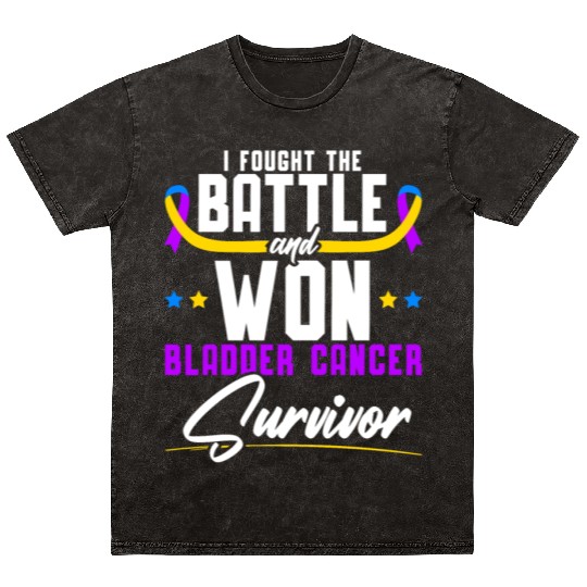 Fought The Battle And Won Bladder Cancer Survivor Mineral Wash T Shirts