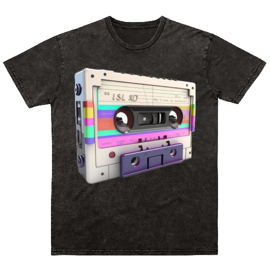 80s Music Cassette Tape : 3D, Neon, 80s songs Mineral Wash T Shirts
