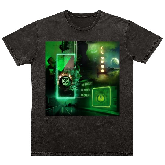 Neon Green Aesthetic Mineral Wash T Shirts
