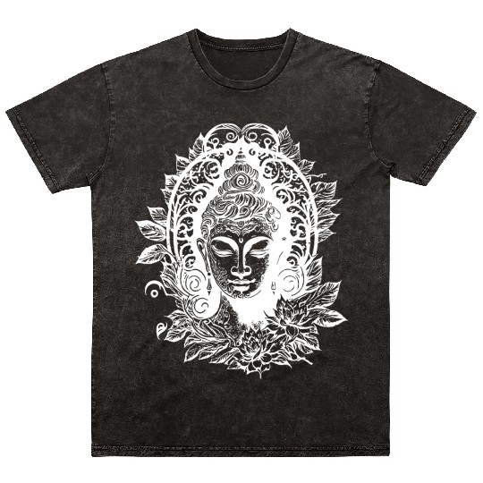 Meditating Buddha Enlightenment Portrait Mineral Wash T Shirts