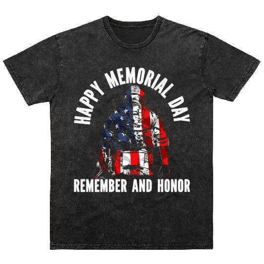 Patriotic Veteran USA Flag American Memorial Day Mineral Wash T Shirts