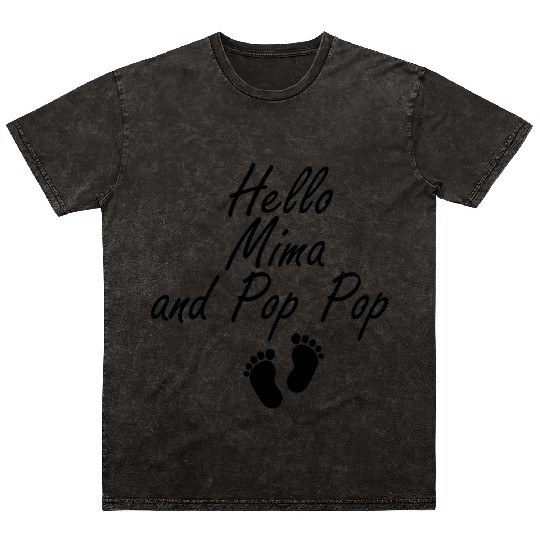 Hello Mima and Pop Pop Grandparents Baby, New Mineral Wash T Shirts