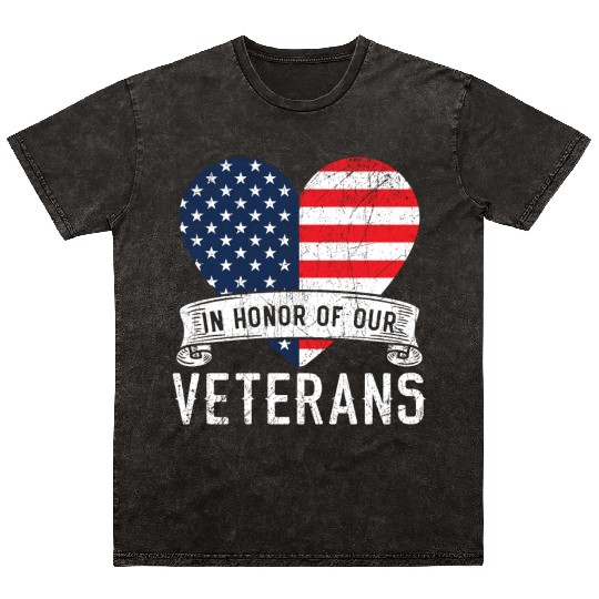 Patriotic Veteran USA Flag American Memorial Day Mineral Wash T Shirts