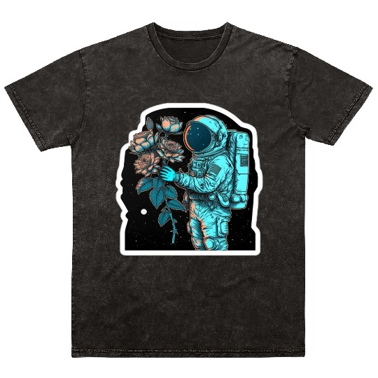 astronaut give flower Mineral Wash T Shirts