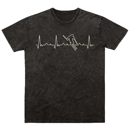 Skiing Downhill. Heart. Love. EKG. Pulse. Beat. Mineral Wash T Shirts