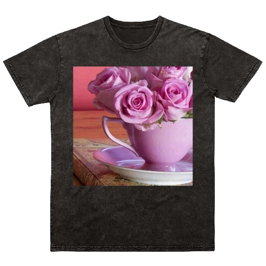 Beautiful Floral print Mineral Wash T Shirts