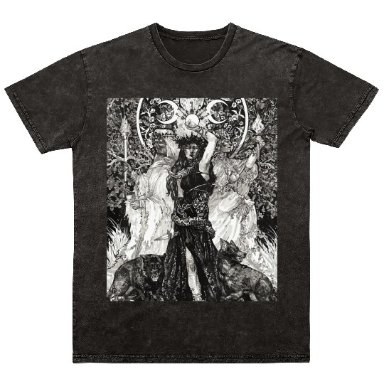 The Goddess Hecate Tarot Card Triple Wiccan Pagan Mineral Wash T Shirts