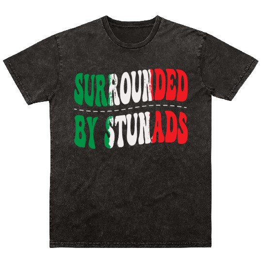 Surrounded By Stunads Italian Pride Italy Flag Mineral Wash T Shirts