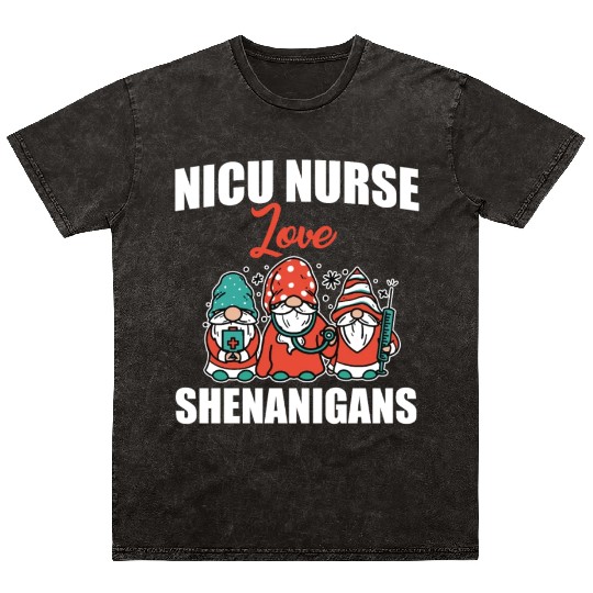 Funny NICU Nurse Love Shenanigans St. Patricks Day Mineral Wash T Shirts