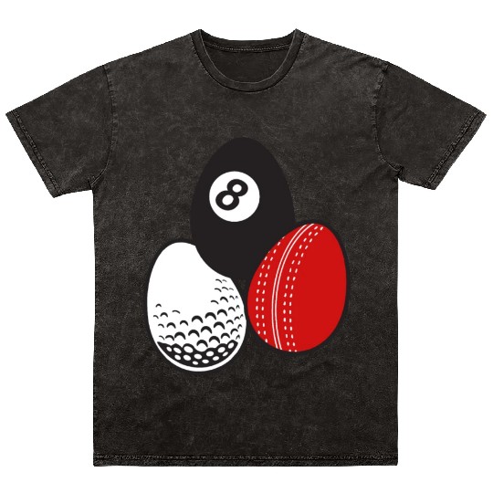 Cue Sports Billiards Cricket Golf Easter Egg Balls Mineral Wash T Shirts