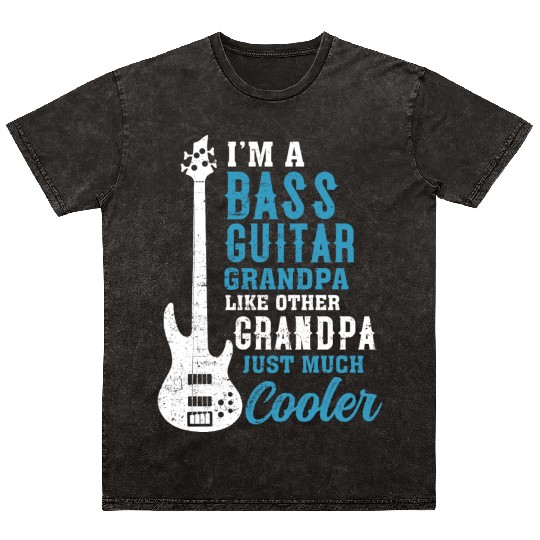 Cool Fathers Day Design Bass Guitar Grandpa Mineral Wash T Shirts