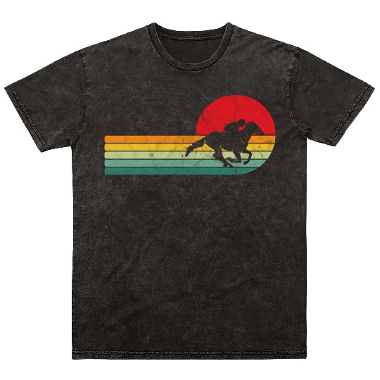 Horse Racing Retro Vintage Design Mineral Wash T Shirts