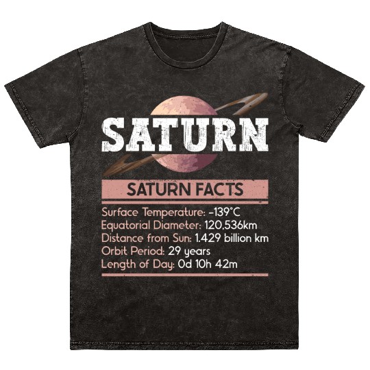 Saturn Planet Facts Space Lover Solar System Mineral Wash T Shirts