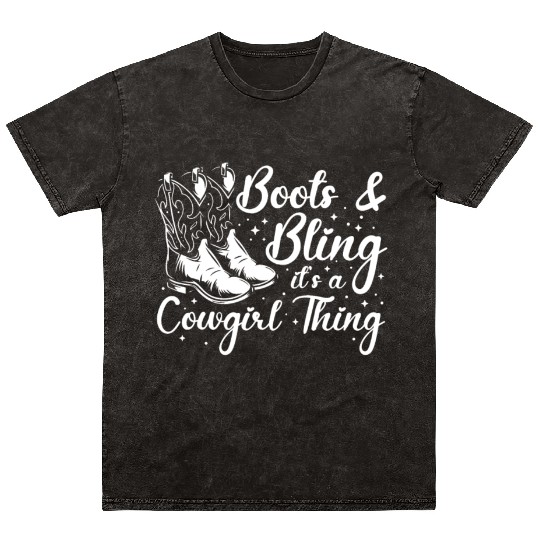 Boots And Bling It's A Cowgirl Thing Mineral Wash T Shirts