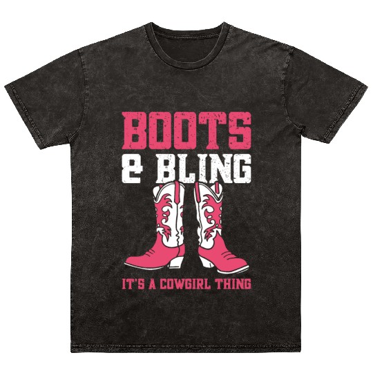 Boots And Bling It's A Cowgirl Thing Mineral Wash T Shirts