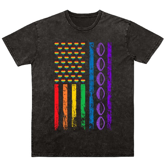 American Sports Rainbow Flag LGBT Pride Month Mineral Wash T Shirts