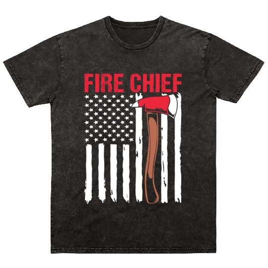 American Flag Patriotic Firefighter Fire Chief Mineral Wash T Shirts