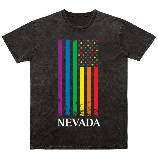 Nevada Pride Month Pride Flag LGBT Community LGBTQ Mineral Wash T Shirts