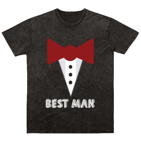 Best Man Wedding Party Mock Tuxedo Mineral Wash T Shirts
