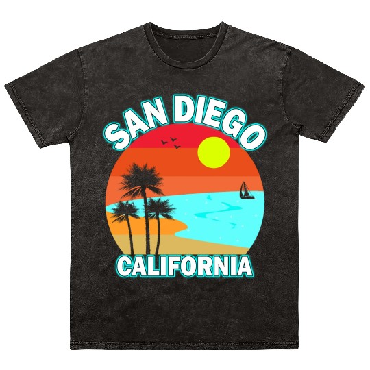 San Diego California Vintage Christmas Sailors Mineral Wash T Shirts