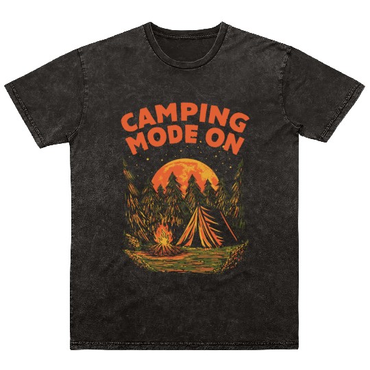 Camping Mode On Wildlife Nature Lover Outdoor Tree Mineral Wash T Shirts
