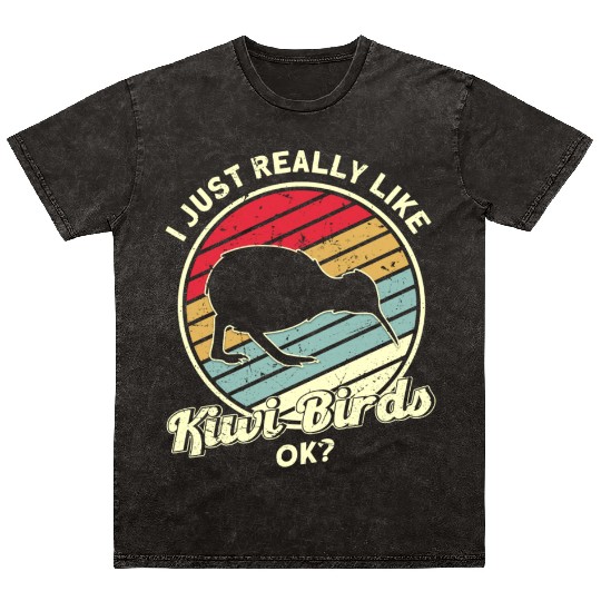 Bird Lover Endangered Species Kiwi Bird Mineral Wash T Shirts