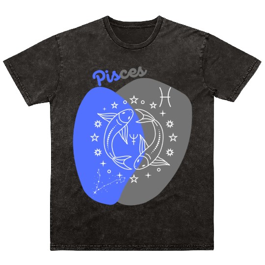 Underwater Dreams: A Minimalist Pisces Design Mineral Wash T Shirts