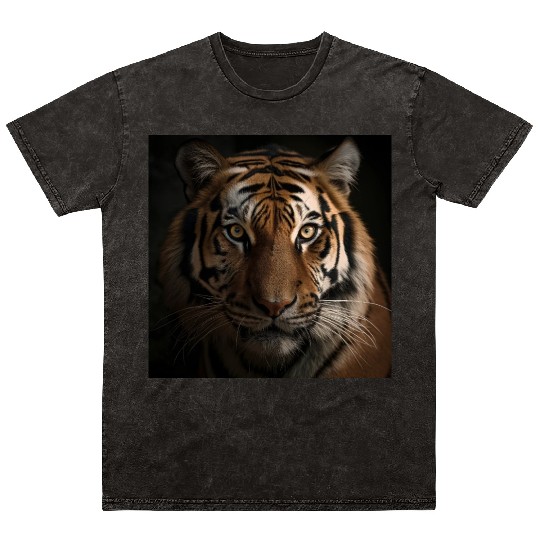 Roaring Majesty: A Stunning Tiger Portrait Mineral Wash T Shirts