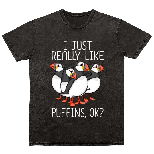 Atlantic Puffin Bird Lover Gift Women Cute Puffin Mineral Wash T Shirts