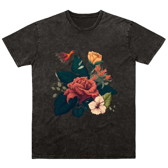 Plants Roses Flowers Mineral Wash T Shirts