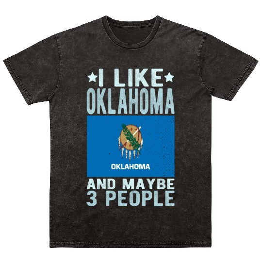 Oklahoma Flag US State Mineral Wash T Shirts