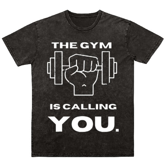 Black Typography Gym Mineral Wash T Shirts