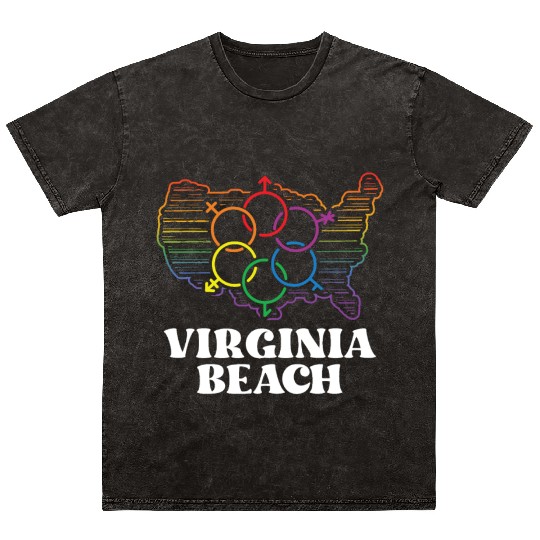 Virginia Beach Pride Flag Pride Month LGBTQ Flag Mineral Wash T Shirts
