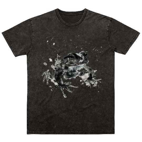 Frog Sumie painting Japanese art style Mineral Wash T Shirts