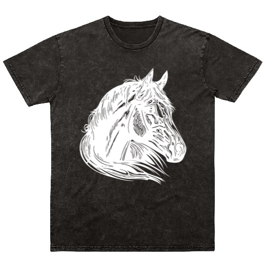 Mares Horse Portrait With Beautiful Mane Mineral Wash T Shirts