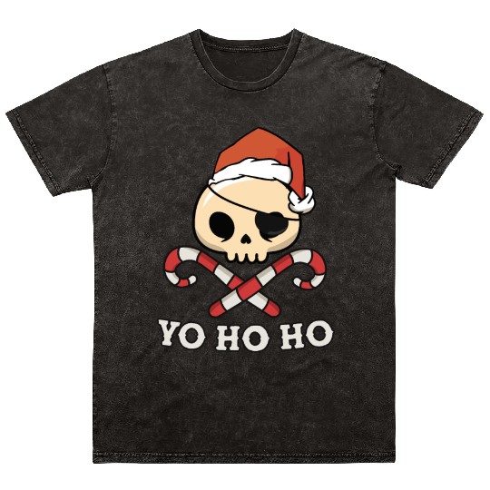 Santa Pirate Funny Christmas - Yo Ho Ho, Pirate Mineral Wash T Shirts
