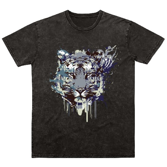 Tiger head artwork design Mineral Wash T Shirts