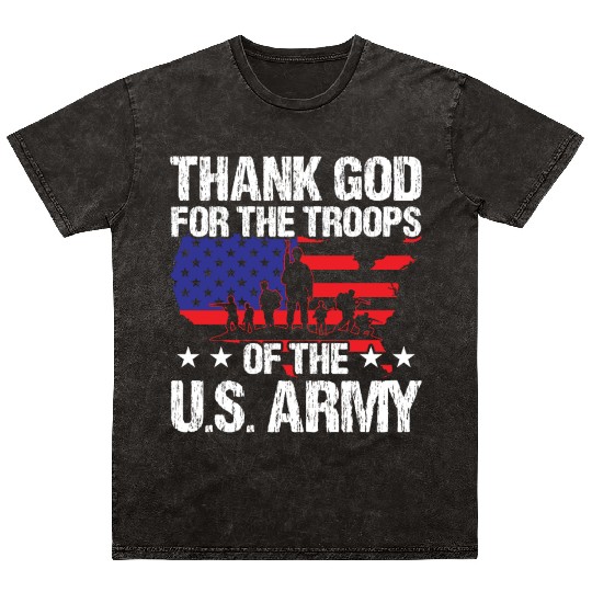 Soldier thank god for troops of us army military Mineral Wash T Shirts