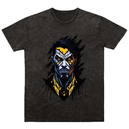 Angry Warrior: Mysterious Comic Style Art Mineral Wash T Shirts