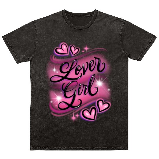 Lover Girl pink airbrush design Mineral Wash T Shirts