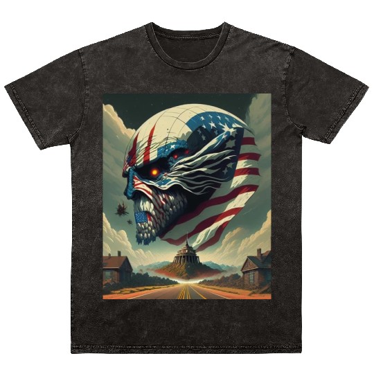 Show Your American Pride with this Patriotic Skull Mineral Wash T Shirts