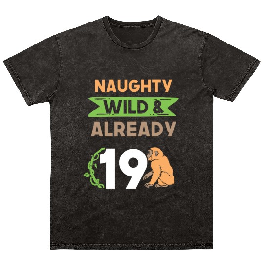 Gift 19 years birthday girl boy Ape Monkey Mineral Wash T Shirts