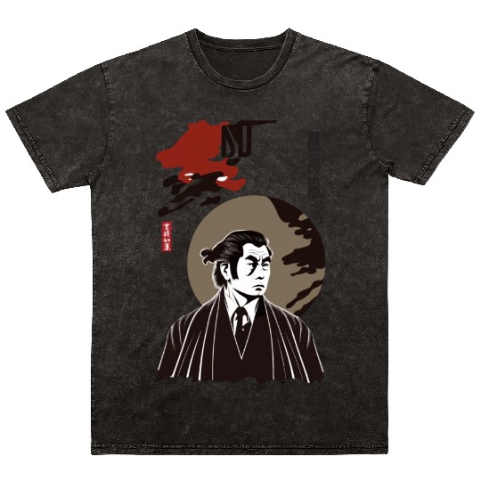 Japan Retro Yakuza Character Mineral Wash T Shirts