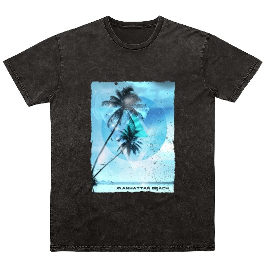 Artistic Manhattan Beach California Palm Tree Mineral Wash T Shirts