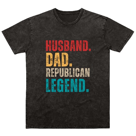 Husband Dad Republican Legend Republican Supporter Mineral Wash T Shirts