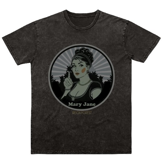 Mary Jane Lady Marijuana Funny Graphic Mineral Wash T Shirts