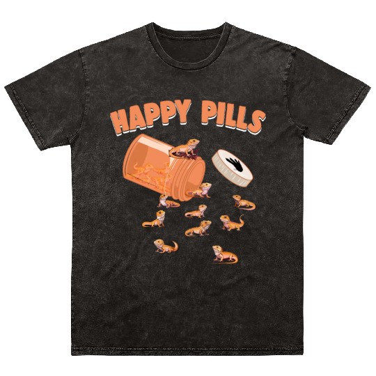 Happy Pills Bearded Dragon Funny Lizard Lovers Mineral Wash T Shirts