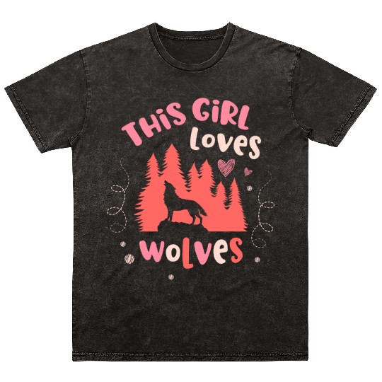 This Girl Loves Wolves Animal Werewolf Wolf Lover Mineral Wash T Shirts